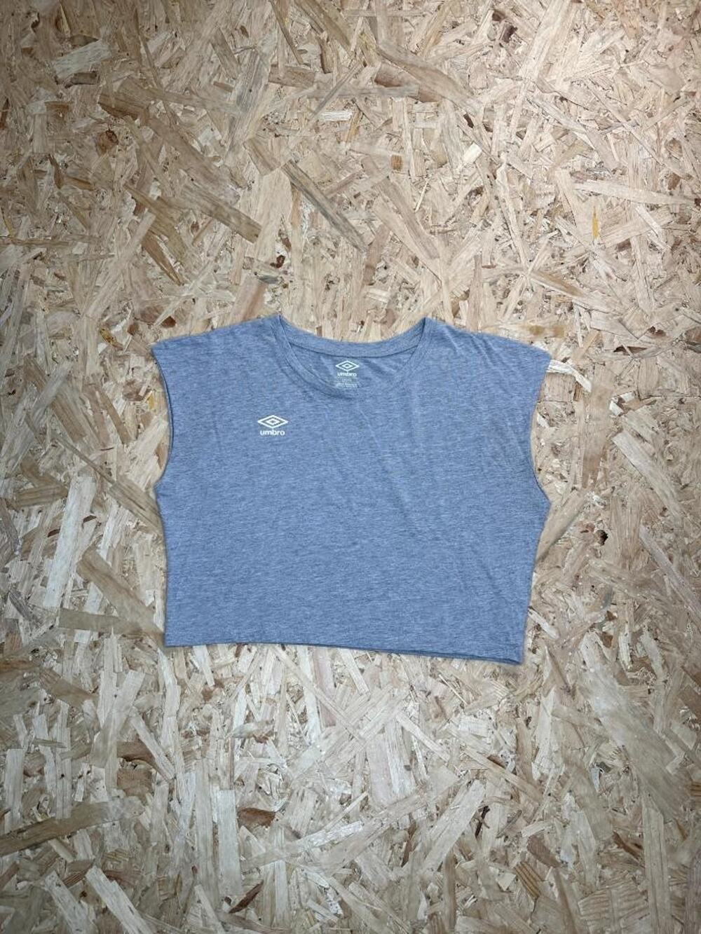 Umbro Womens Crop Tank Top Large Gray Heather Sleeveless Activewear Muscle Tee